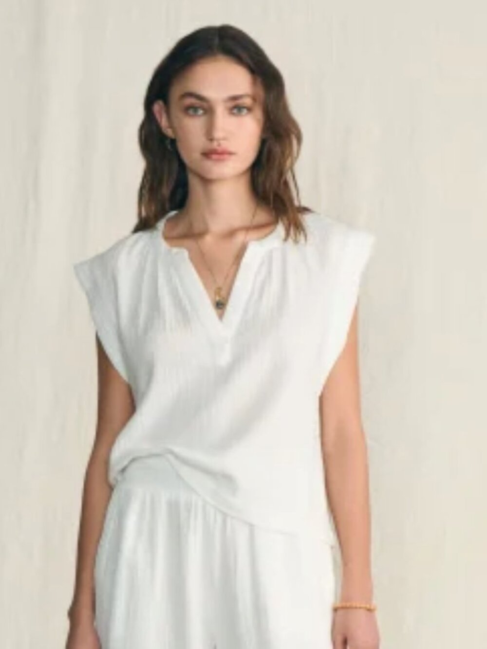 Faherty Dream Cotton Gauze Dylan Top – White Small